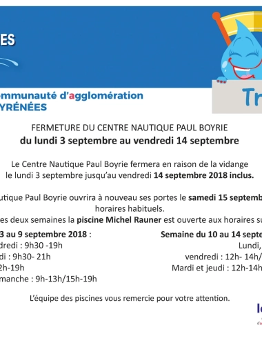Fermeture centre nautique Paul Boyrie