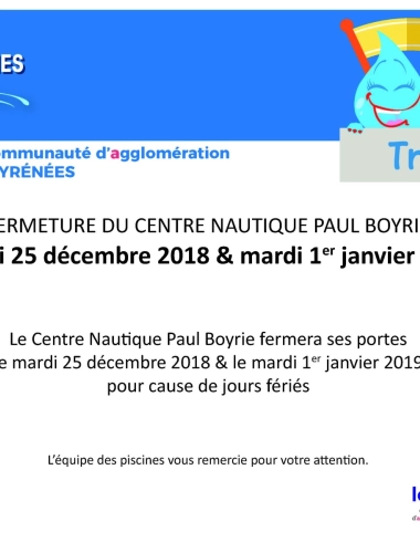 Fermeture Centre Nautique Paul Boyrie
