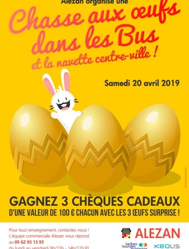 Chasse aux oeufs dans les bus et navette ALEZAN