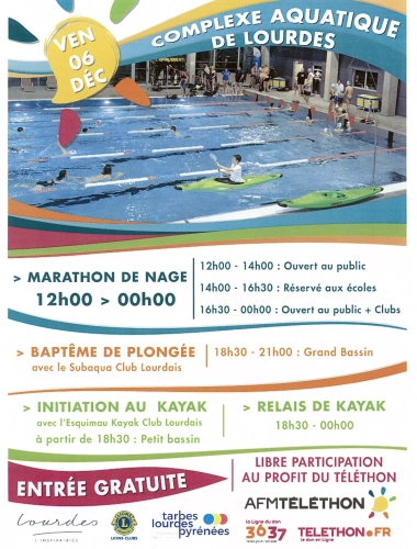 Animations Téléthon au Complexe aquatique de Lourdes